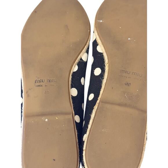 Miu Miu Black & White Polka Dot Espadrille Flats - Picture 6 of 6